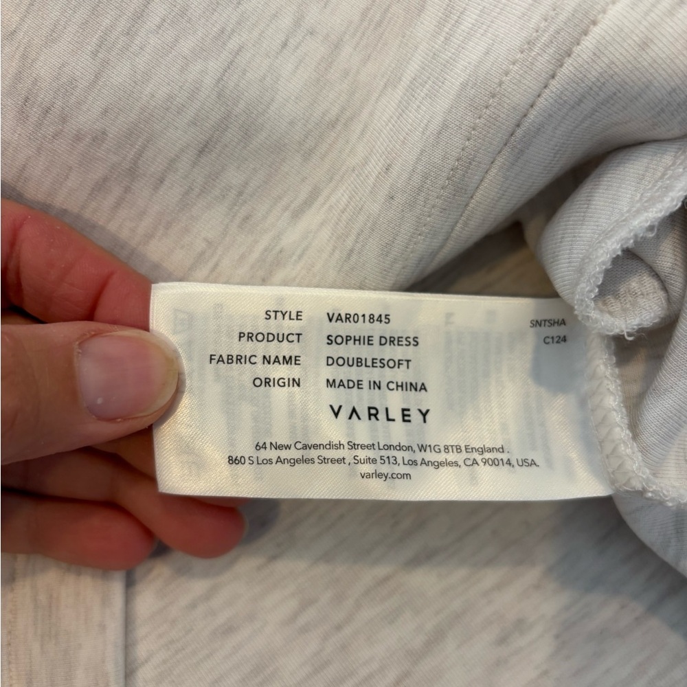 Varley Sophie Doublesoft Dress Ivory Marl Cowl neck Athleisure XS - Picture 9 of 11